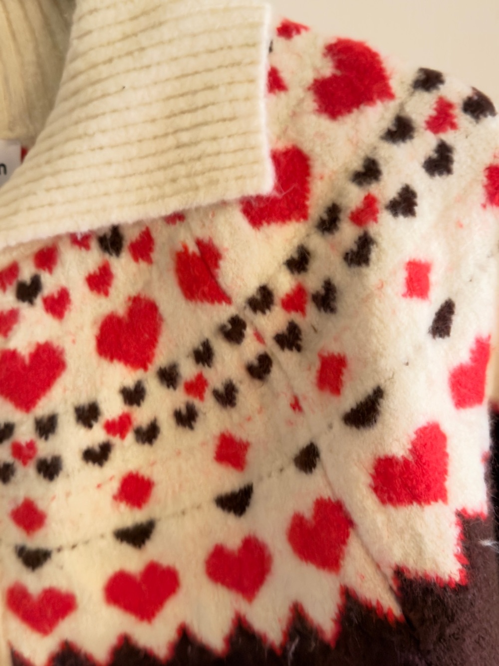 Callahan Cream, Red & Brown Heart-Print Button Cardigan - Picture 4 of 6